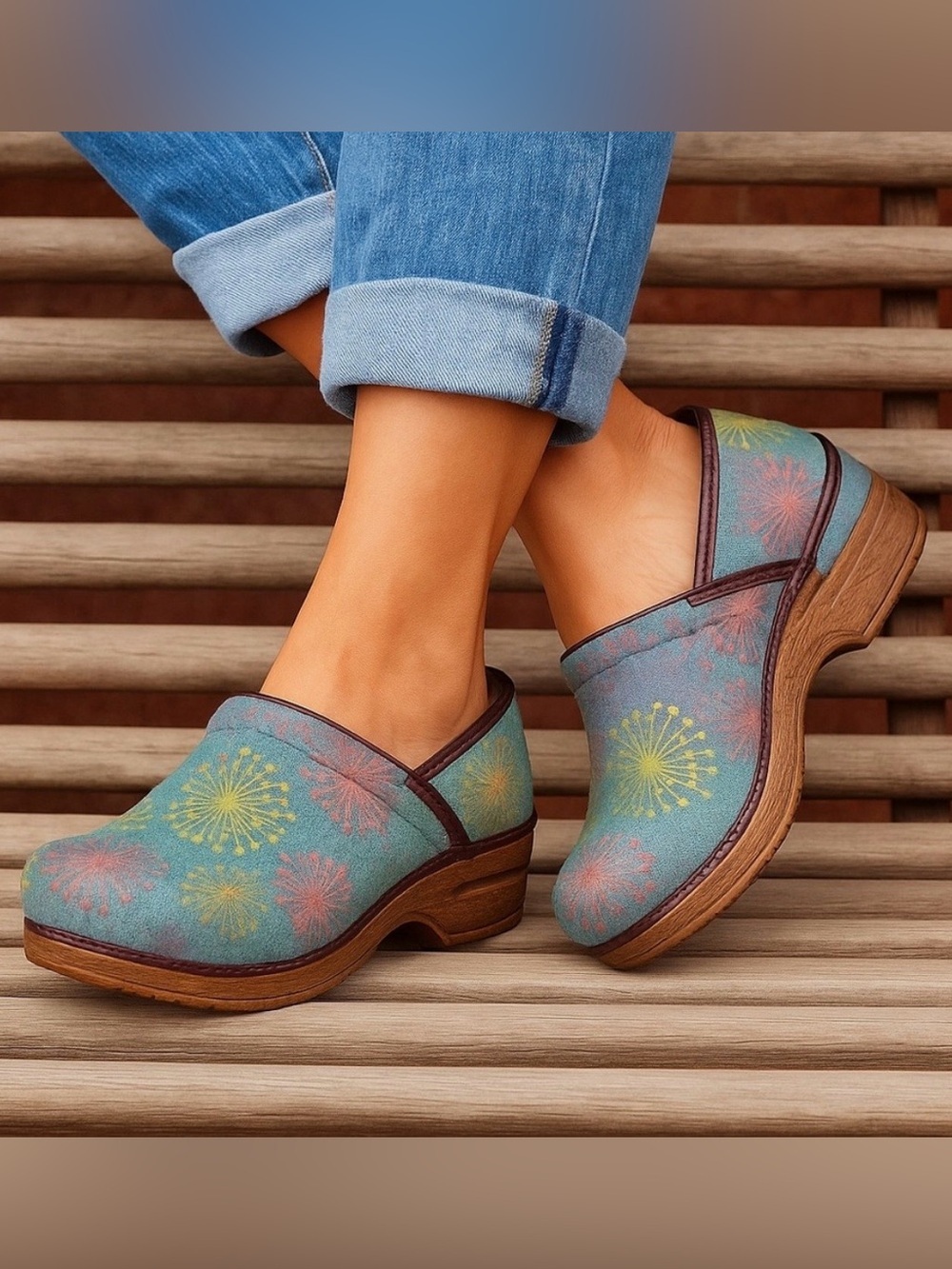 Dansko Vegan Leather Pro Clogs in Starburst Print